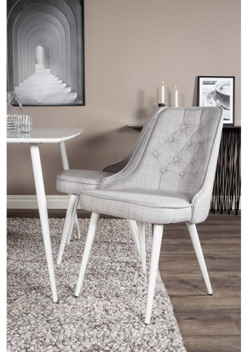 VENTURE DESIGN Polar spisebordsett, m. 4 stoler - hvit MDF/hvit metall og lys gr polyester/hvit metall