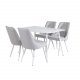 VENTURE DESIGN Polar spisebordsett, m. 4 stoler - hvit MDF/hvit metall og lys gr polyester/hvit metall