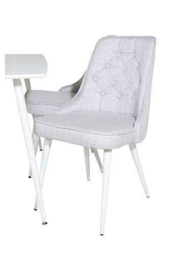 VENTURE DESIGN Polar spisebordsett, m. 4 stoler - hvit MDF/hvit metall og lys gr polyester/hvit metall
