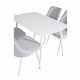 VENTURE DESIGN Polar spisebordsett, m. 4 stoler - hvit MDF/hvit metall og lys gr polyester/hvit metall