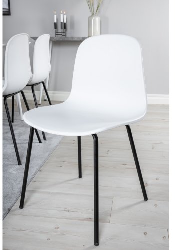 VENTURE DESIGN Polar spisebordsett, m. 6 stoler - hvit MDF/hvit metall og hvit plast/svart metall