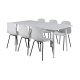 VENTURE DESIGN Polar spisebordsett, m. 6 stoler - hvit MDF/hvit metall og hvit plast/svart metall