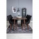 VENTURE DESIGN Polar spisebordsett, m. 6 stoler - brun valnttfolie MDF og sort stoff/foliemetall