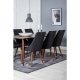 VENTURE DESIGN Polar spisebordsett, m. 6 stoler - brun valnttfolie MDF og sort stoff/foliemetall