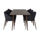 VENTURE DESIGN Polar spisebordsst, m. 6 stole -  brun valnddefolie MDF/metal, sort stof/foliemetal