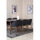 VENTURE DESIGN Polar spisebordsst, m. 6 stole -  brun valnddefolie MDF/metal, sort stof/foliemetal