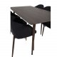 VENTURE DESIGN Polar spisebordsst, m. 6 stole -  brun valnddefolie MDF/metal, sort stof/foliemetal