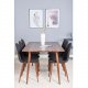 VENTURE DESIGN Polar spisebordsett, m. 6 stoler - brun valnttfolie MDF/metall, sort stoff/foliemetall