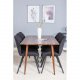 VENTURE DESIGN Polar spisebordsett, m. 6 stoler - brun valnttfolie MDF/metall, sort stoff/svart metall