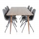 VENTURE DESIGN Polar spisebordsst, m. 6 stole -  brun valnddefolie MDF/metal, sort PU/sort metal