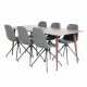 VENTURE DESIGN Polar spisebordsst, m. 6 stole -  brun valnddefolie MDF/metal, sort PU/sort metal