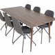 VENTURE DESIGN Polar spisebordsst, m. 6 stole -  brun valnddefolie MDF/metal, sort PU/sort metal