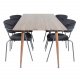 VENTURE DESIGN Polar spisebordsett, m. 4 stoler - brun valnttfolie MDF/metall, sort flyel/metall