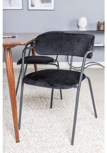 VENTURE DESIGN Polar spisebordsett, m. 4 stoler - brun valnttfolie MDF/metall, sort flyel/metall