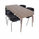 VENTURE DESIGN Polar spisebordsett, m. 4 stoler - brun valnttfolie MDF/metall, sort flyel/metall
