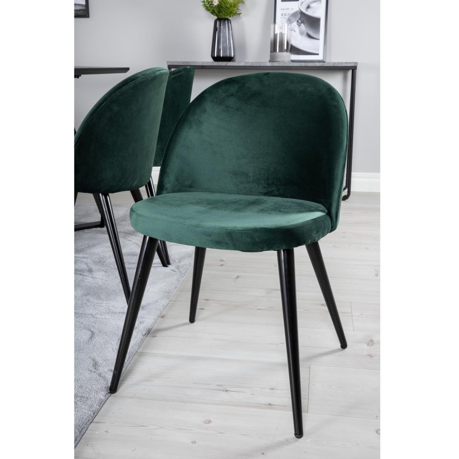 VENTURE DESIGN Marina spisebordsst, m. 6 stole - sort finer/sort metal og grn fljl/sort metal