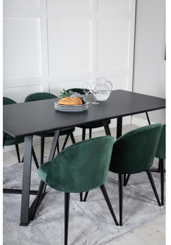 VENTURE DESIGN Marina spisebordsst, m. 6 stole - sort finer/sort metal og grn fljl/sort metal