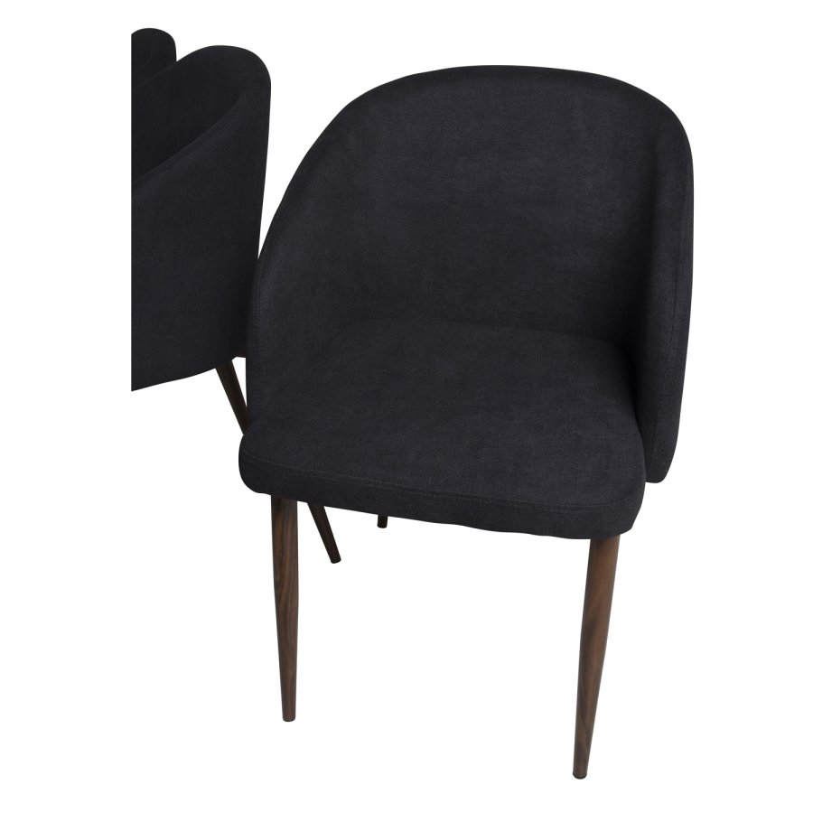 VENTURE DESIGN Marina spisebordsst, m. 6 stole - sort finer/sort metal og sort stof/folie metal