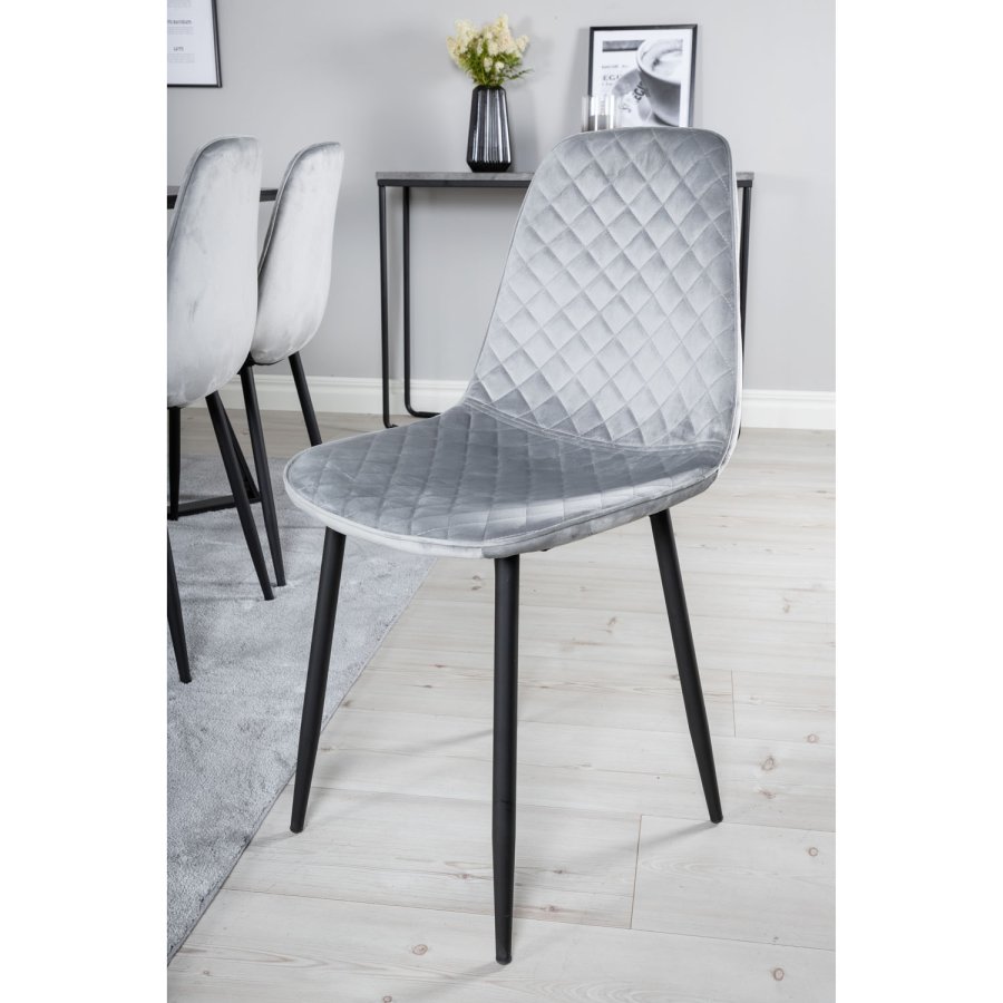 VENTURE DESIGN Marina spisebordsst, m. 6 stole - sort finer/sort metal og gr fljl/sort metal