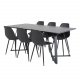 VENTURE DESIGN Marina spisebordsst, m. 6 stole - sort finer/sort metal og sort plastik/sort jern