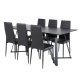 VENTURE DESIGN Marina Matbordsset, med 6 Stolar - Svart Fanér / Svart Metall och Svart PU / Svart Metall