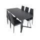 VENTURE DESIGN Marina Matbordsset, med 6 Stolar - Svart Fanér / Svart Metall och Svart PU / Svart Metall