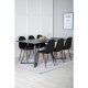 VENTURE DESIGN Marina spisebordsst, m. 6 stole - sort finer/sort metal og sort stof/folie metal