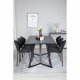 VENTURE DESIGN Marina spisebordsst, m. 6 stole - sort finer/sort metal og sort stof/sort metal