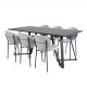 VENTURE DESIGN Marina spisebordsst, m. 6 stole - sort finer/sort metal og gr stof/sort metal