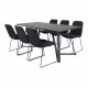 VENTURE DESIGN Marina spisebordsst, m. 6 stole - sort finer/sort metal og sort stof/sort metal