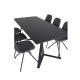 VENTURE DESIGN Marina spisebordsst, m. 6 stole - sort finer/sort metal og sort PU/sort metal