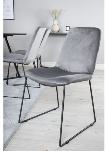 VENTURE DESIGN Marina spisebordsst, m. 6 stole - sort finer/sort metal og gr fljl/sort metal