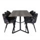 VENTURE DESIGN Marina spisebordsst, m. 6 stole - gr finer/sort metal og multi stof/sort metal