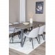 VENTURE DESIGN Marina spisebordsst, m. 6 stole - gr finer/sort metal og lysegr stof/sort metal
