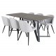 VENTURE DESIGN Marina spisebordsst, m. 6 stole - gr finer/sort metal og lysegr stof/sort metal
