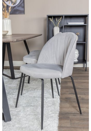 VENTURE DESIGN Marina spisebordsst, m. 6 stole - gr finer/sort metal og gr fljl/sort metal