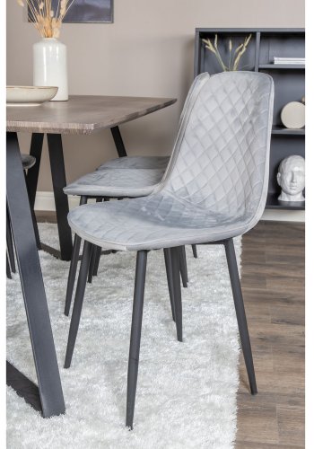 VENTURE DESIGN Marina spisebordsst, m. 6 stole - gr finer/sort metal og gr fljl/sort metal