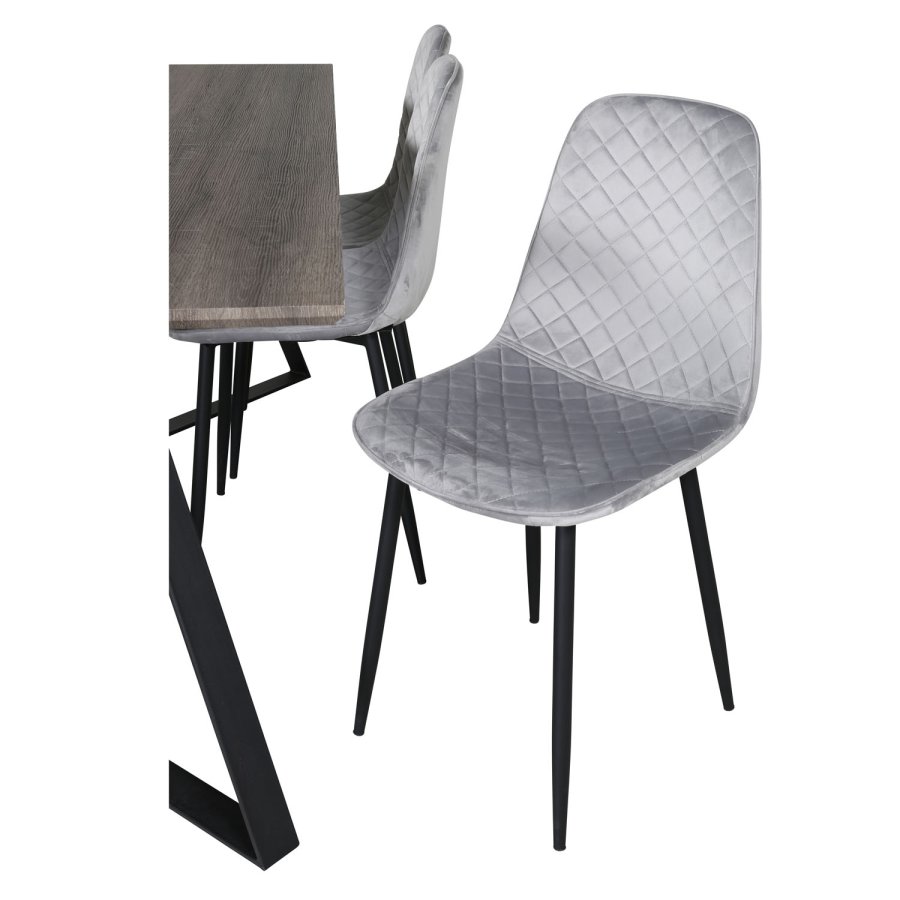 VENTURE DESIGN Marina spisebordsst, m. 6 stole - gr finer/sort metal og gr fljl/sort metal