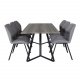 VENTURE DESIGN Marina spisebordsst, m. 6 stole - gr finer/sort metal og gr stof/sort metal