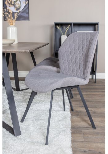 VENTURE DESIGN Marina spisebordsst, m. 6 stole - gr finer/sort metal og gr stof/sort metal