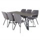 VENTURE DESIGN Marina spisebordsst, m. 6 stole - gr finer/sort metal og gr stof/sort metal