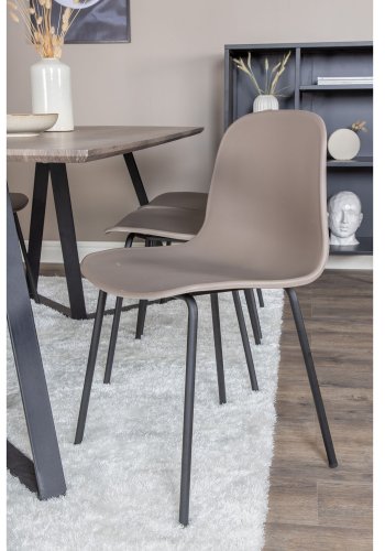 VENTURE DESIGN Marina spisebordsst, m. 6 stole - gr finer/sort metal og khaki plastik/sort metal
