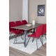 VENTURE DESIGN Marina Matbordsset, med 6 Stolar - Gr Fanér / Svart Metall och Rött Tyg / Svart Metall