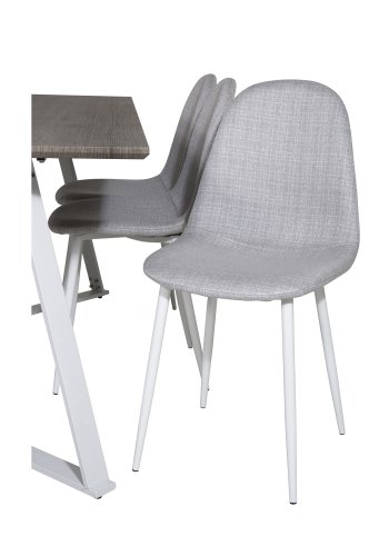VENTURE DESIGN Marina spisebordsst, m. 6 stole - gr finer/hvid metal og gr stof/hvid metal