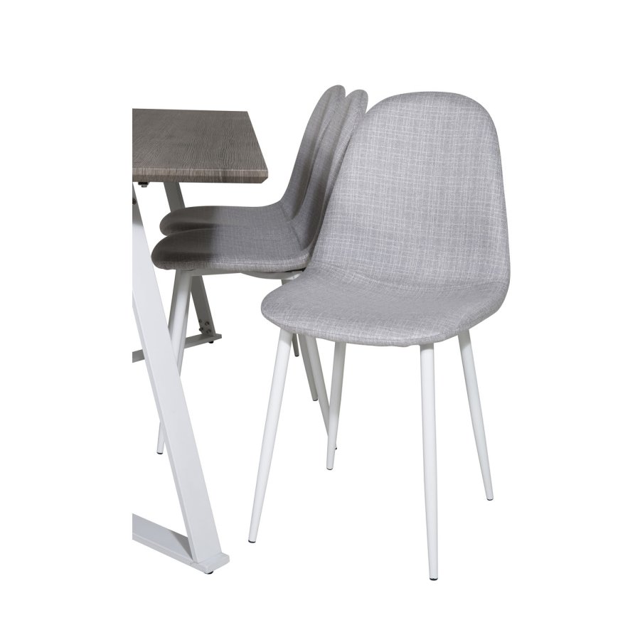 VENTURE DESIGN Marina spisebordsst, m. 6 stole - gr finer/hvid metal og gr stof/hvid metal