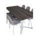 VENTURE DESIGN Marina spisebordsst, m. 6 stole - gr finer/hvid metal og gr stof/hvid metal