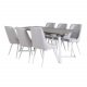 VENTURE DESIGN Marina spisebordsst, m. 6 stole - gr finer/hvid metal og lysegr stof/hvid metal