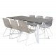 VENTURE DESIGN Marina spisebordsst, m. 6 stole - gr finer/hvid metal og hvid rattan/hvid metal
