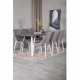 VENTURE DESIGN Marina spisebordsst, m. 6 stole - gr finer/hvid metal og gr stof/hvid metal