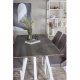 VENTURE DESIGN Marina spisebordsst, m. 6 stole - gr finer/hvid metal og gr stof/hvid metal